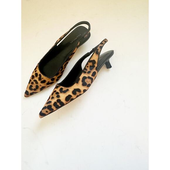 NWOB Ann Taylor Leopard Calf Hair Slingback Kitten Heel Pumps 6 - Picture 3 of 6